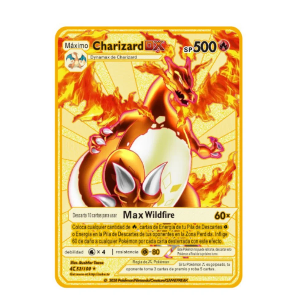 スペイン語のアルファベットのポケモンカード,ガラスケモンの文字,2つのパイク,カエル,gx,chizard,vmax,cartas,monkenvmax