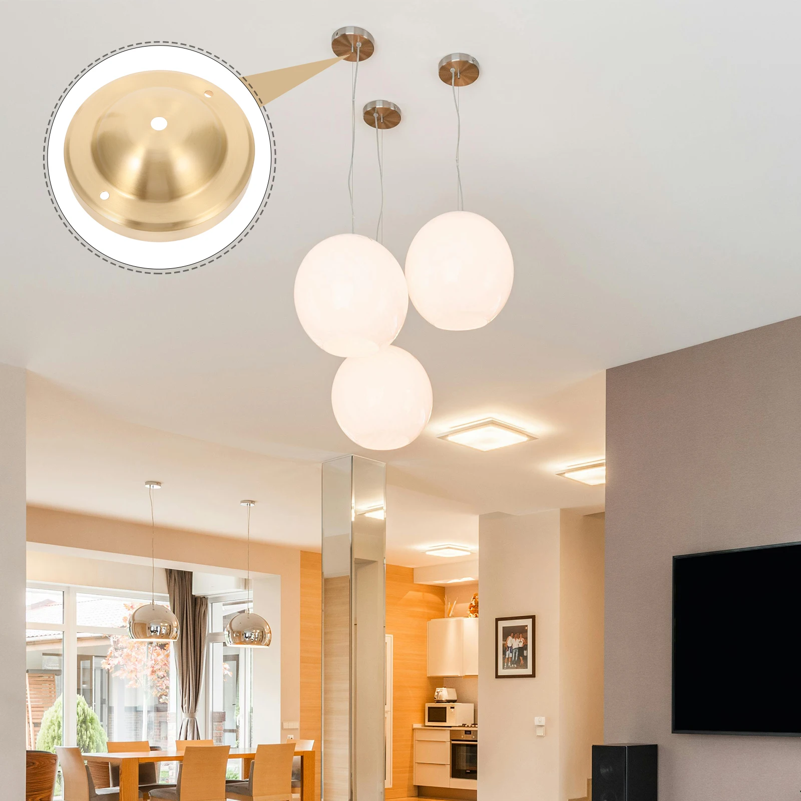 

1pc Ceiling Plate Hook Canopy Fitting Parts Lampshade Base Copper Cover Replacement Vintage Minimalist Style Ceiling Light Plate