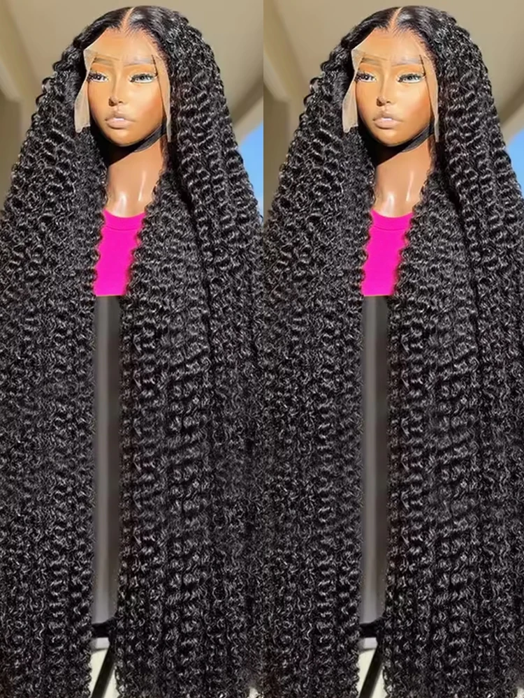 Прозрачные вьющиеся парики с плотностью 300%, 13x6 HD, кружевной фронтальный парик из человеческих волос, 40 дюймов, глубокая волна, одежда Go 7x5, бесклеевой передний парик, предварительно вырезанный