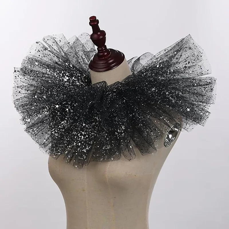 

Съемный воротник золотого цвета Emed с несколькими складками Съемный искусственный воротник Трансграничный клоун Ролевой аксессуар