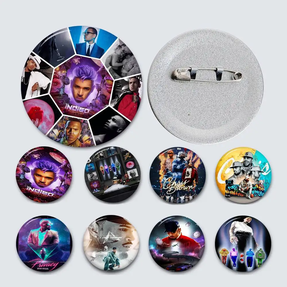 Heiße Neue Chris Brown Rapper 32/44/58 MM Anpassbare Taste Pins Nette Lustige Kreative Abzeichen Schmuck Dekor geschenke Für Freunde