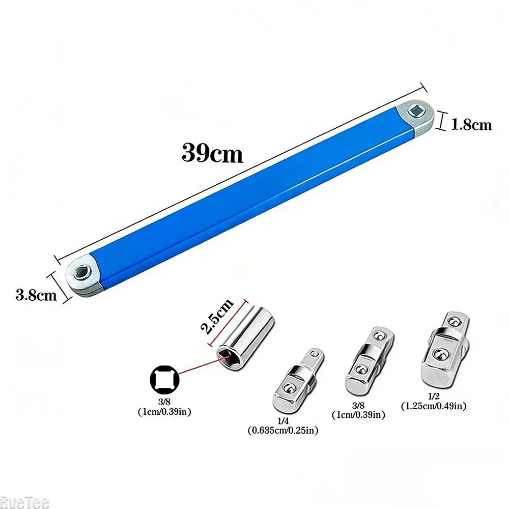 4 in 1 Offset Wrench Extension Adapter Dual Purpose Impact Socket Ratchet Compact for Automotive Repair Tool