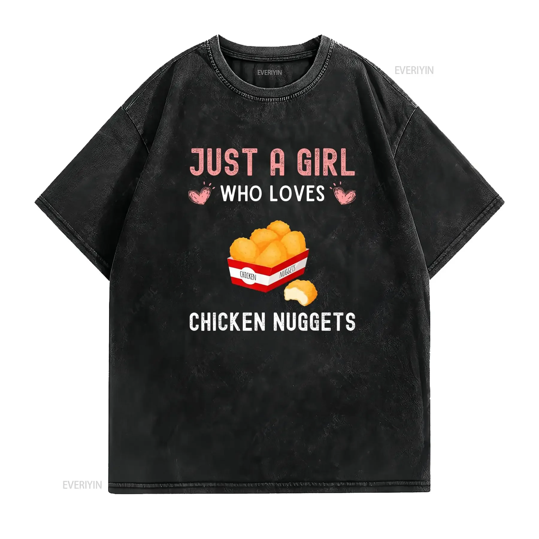 Just A Girl Who Loves Chicken Nuggets Funny Nugget T Shirt vintage Washed homme Versatile fashion designer clothes Comfortable