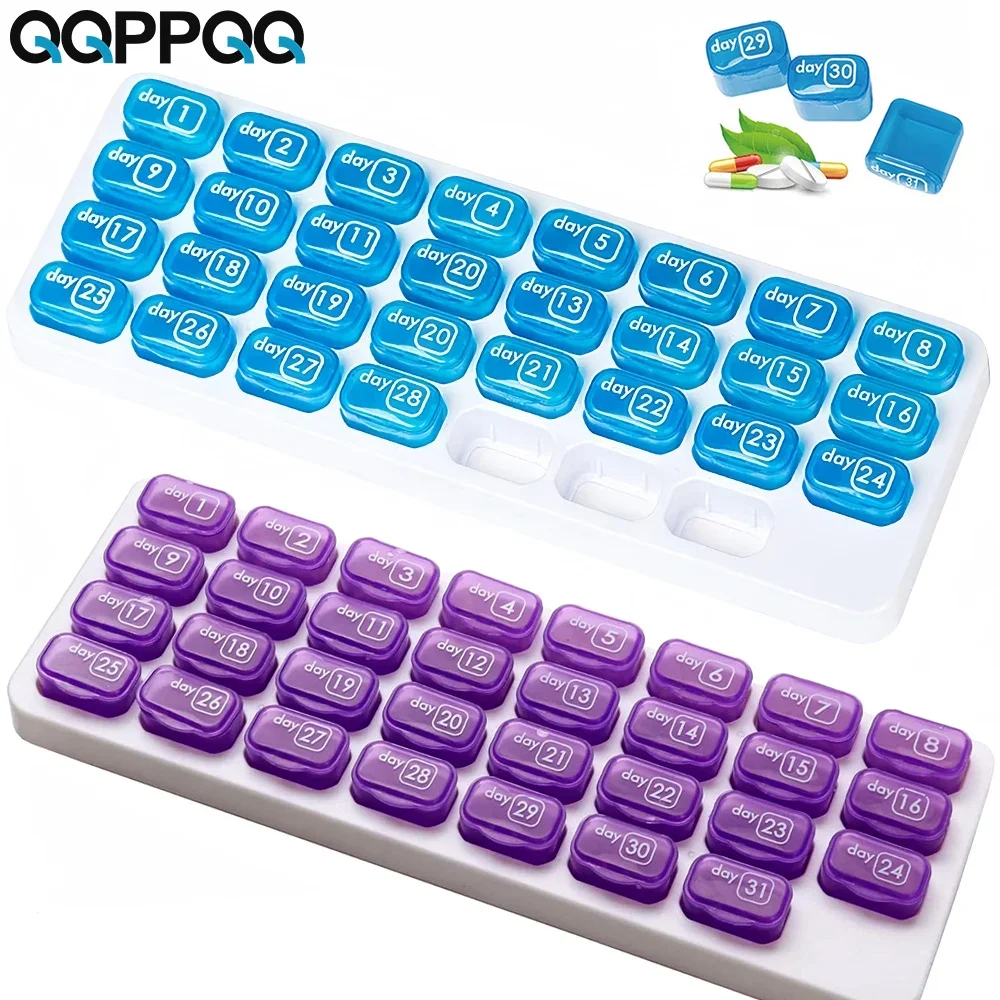 

31 Day Monthly Pill Organizer, Portable Pill Medicine case Box Holder for Daily Medicine, Vitamin, Fish Oils, Supplement