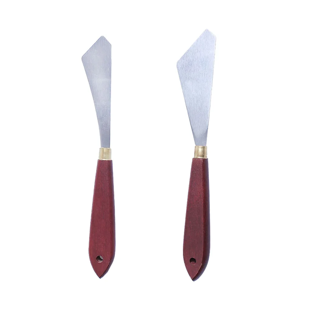 Painting Mixing Scraper Spreading Palette Reliable Sturdy Smudging Special-shaped with Wood Handle Art Spatula
