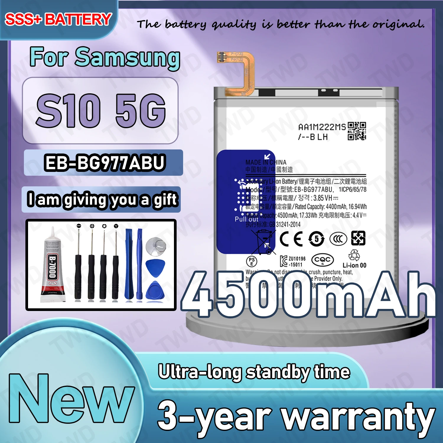 

EB-BG977ABU Large capacity Battery For Samsung Galaxy S10 5G/SM-G977U/SM-G977N/SM-G977B Batteries New High Quanlity+Free Tools