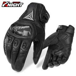 Motorcycle Leather Gloves Carbon Fibre Waterproof Touch Screen Non-slip Four Seasons Motorbike Gloves Perforated Ventilate