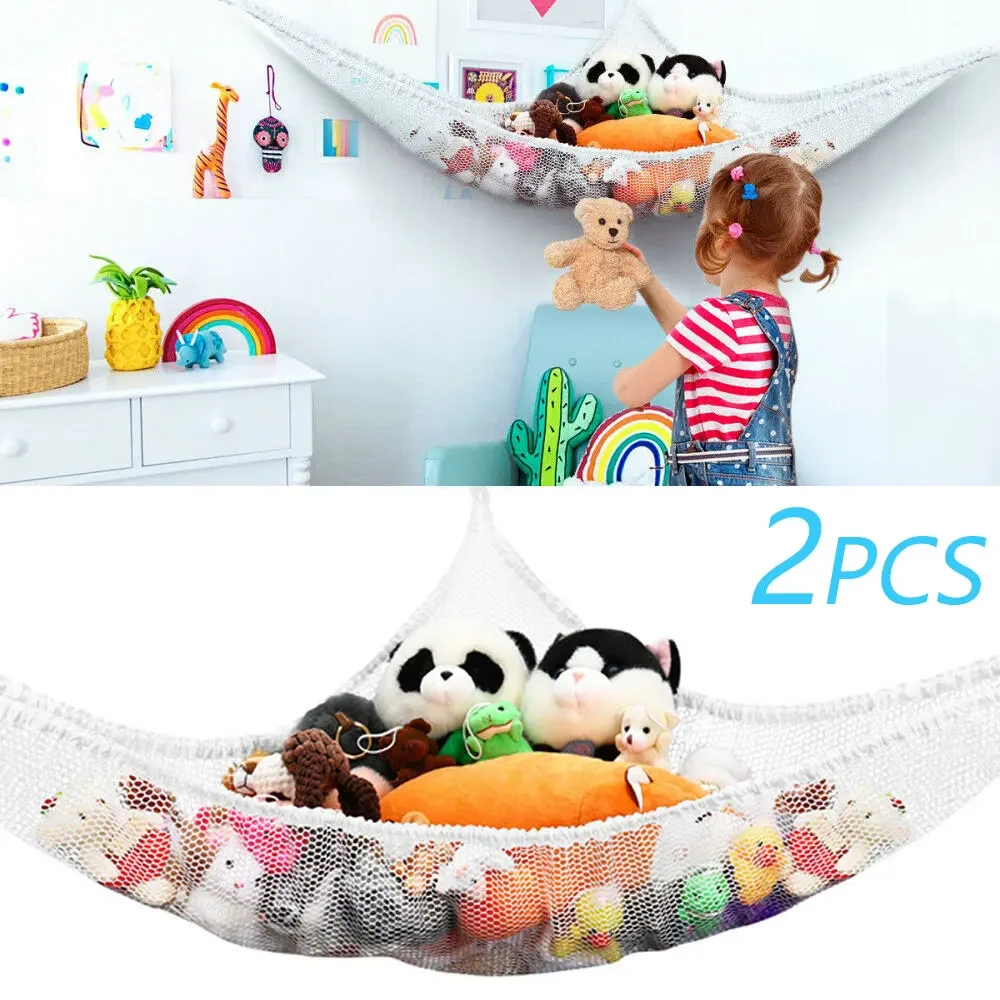 

2Pcs Toy Hammock Soft Large Mesh Kids Bedroom Storage Nursery Teddy Bear Net Child Organizer Stuffed Towels Tidy Soft Storage