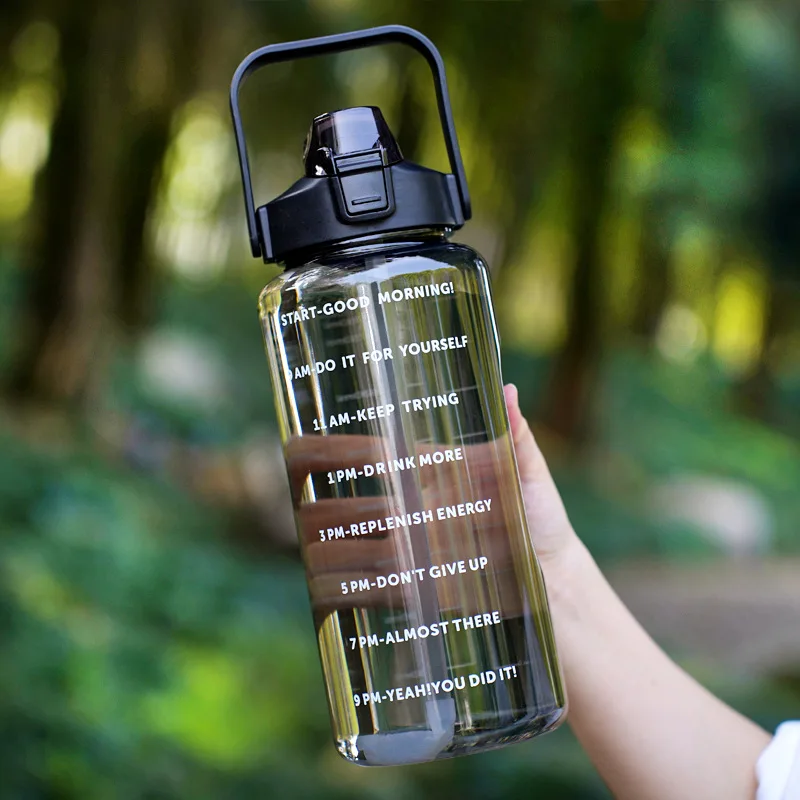 2000ml Large Capacity Water Bottle Plastic Straw Water Cup Sports Water Bottle High Value Outdoor Camping Drinking Tools