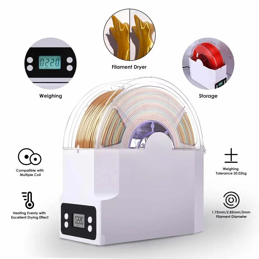 3D Filament Dry Storage Box Constant Temp Humidity Dehydrator Compatible with PLA PETG ABS TPU TPE ASA Nylon