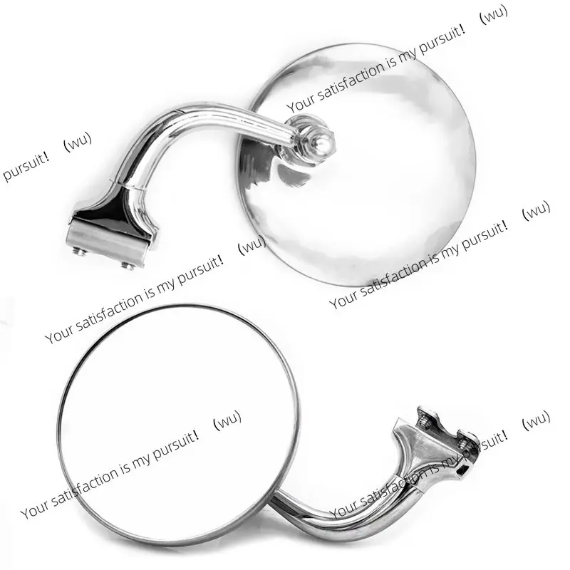 2-Pack, Retro Classic Car Silver Round Side View Mirror Kit view 3
