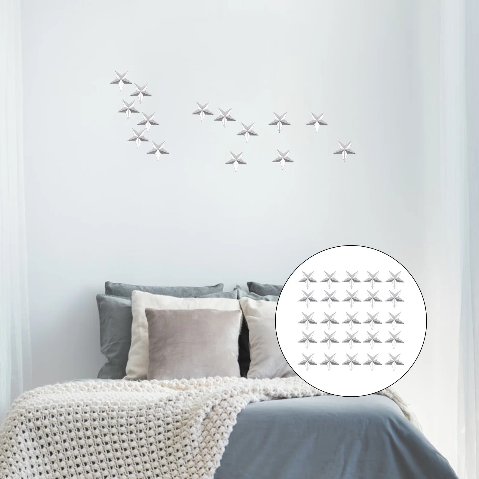 

100Pcs Iron Pointed Stars Decorative Metal Barn Star Indoor Wall Adornment DIY Home Decor Iron -Pointed Star Decorative Supplies