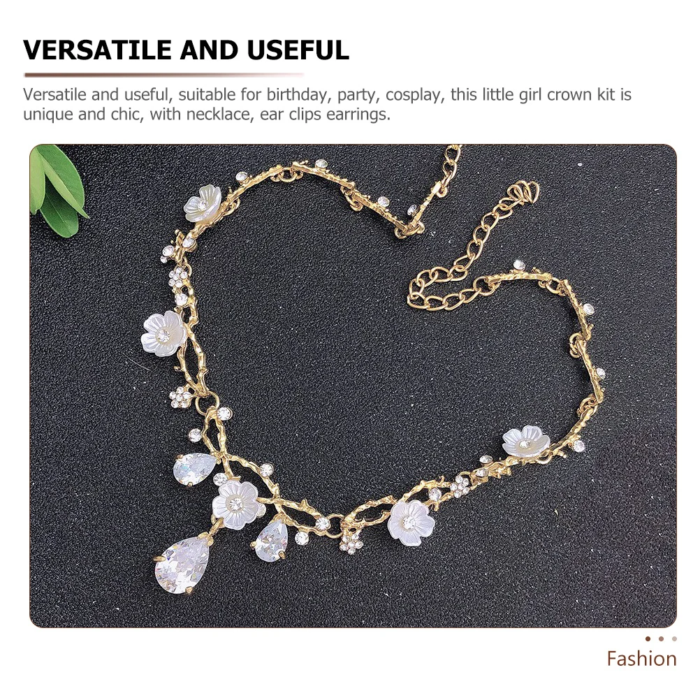 

1 set 1 Set Crown Necklace Earrings Set Rhinestone Tiara For Birthday Party Cosplay Gift Headband Accessory