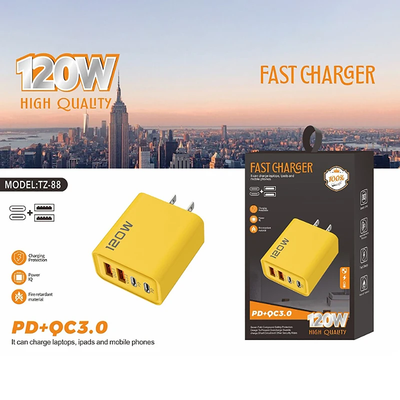 Fast Charger Type C 120W Quick Charge 3.0 USB Charger Adapter For Phone PD USB Charger Fast Charging