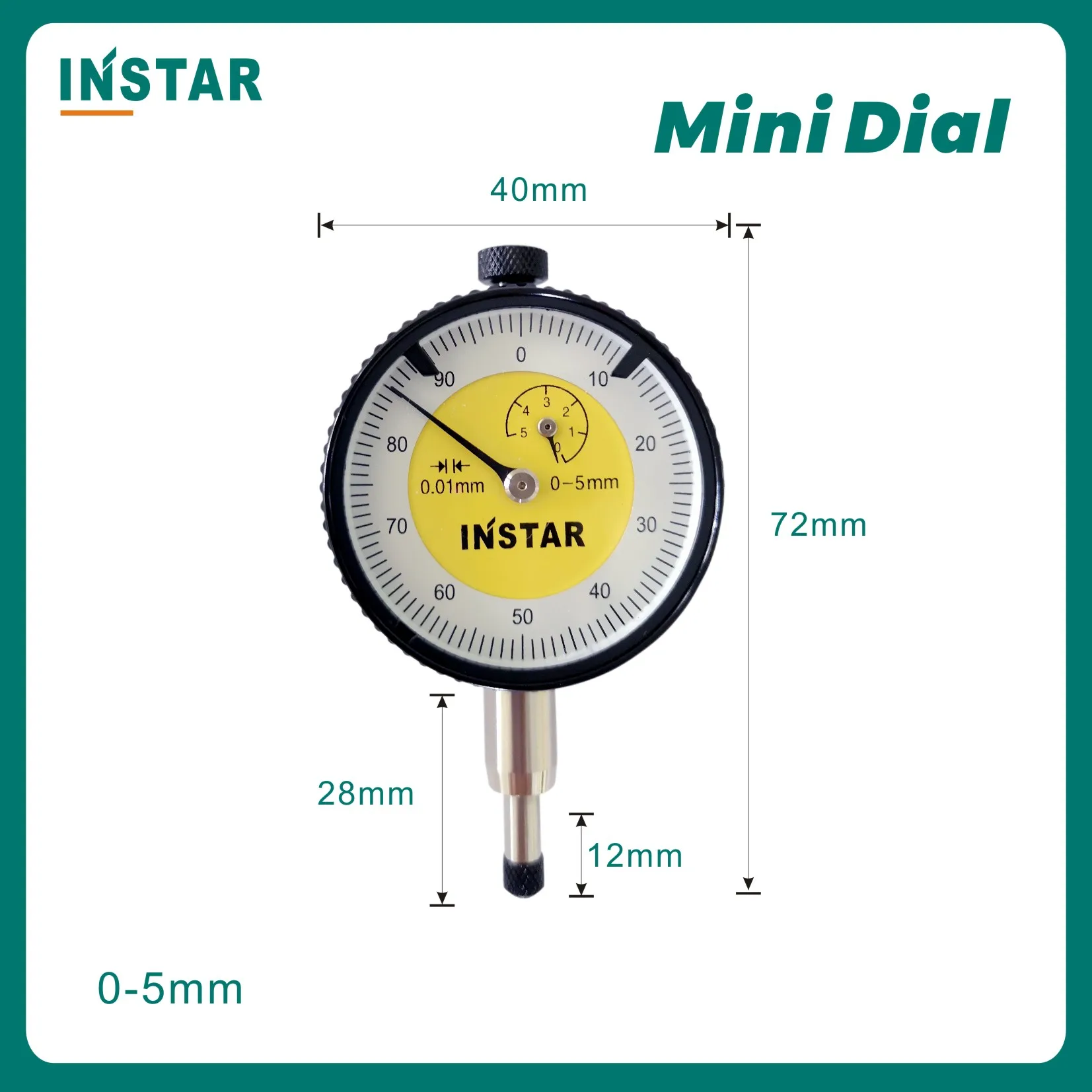 INSTAR Dial Indicator Mini 0-3mm 0-5mm Dial Gauge DIN Standard Industrial Quality 0-10mm 0.01mm