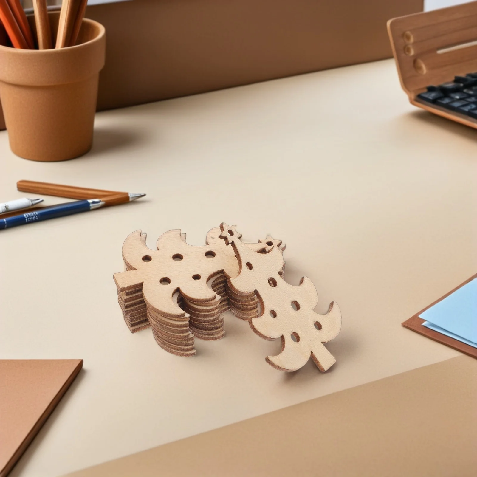 

40 Pcs Craft Embellishments Miniature Wood Shapes Blank Slice Cutout Decor DIY Wooden Cutouts Rustic Ornament Slices Christmas