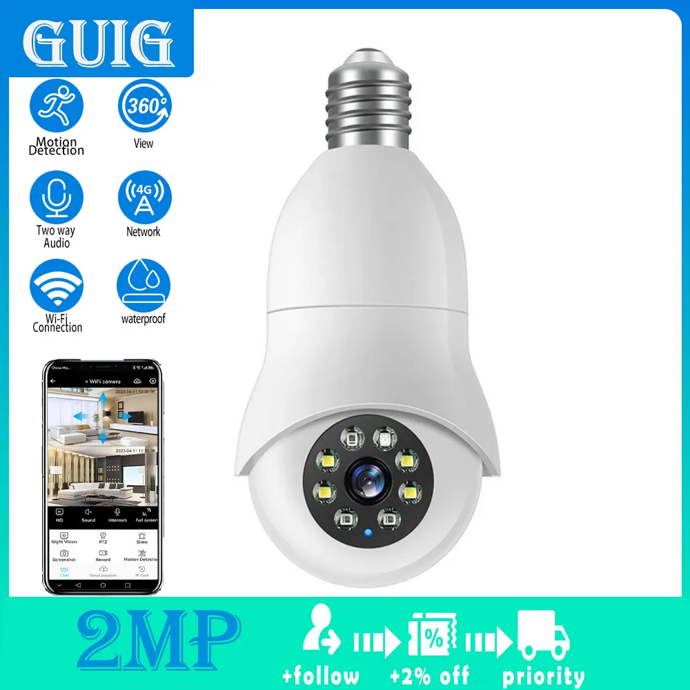 

5G Wifi 2MP 5.0X ZOOM Bulb Surveillance Camera Two way voice Outdoor AI Human Detect Full Color Night Wireless Camera Smart Home