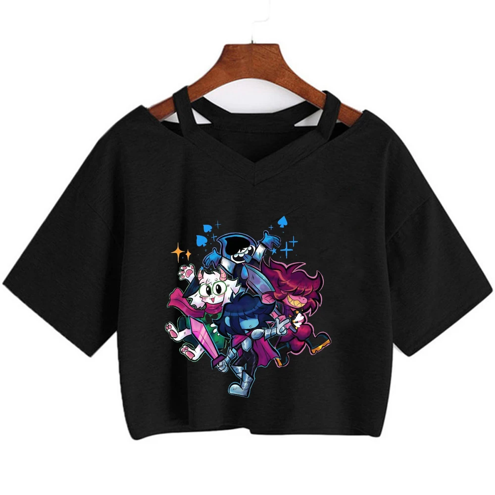 Deltarune crop top women y2k manga cutecore funny jojifuku top tees baddie japan jojifuku funny 2000s