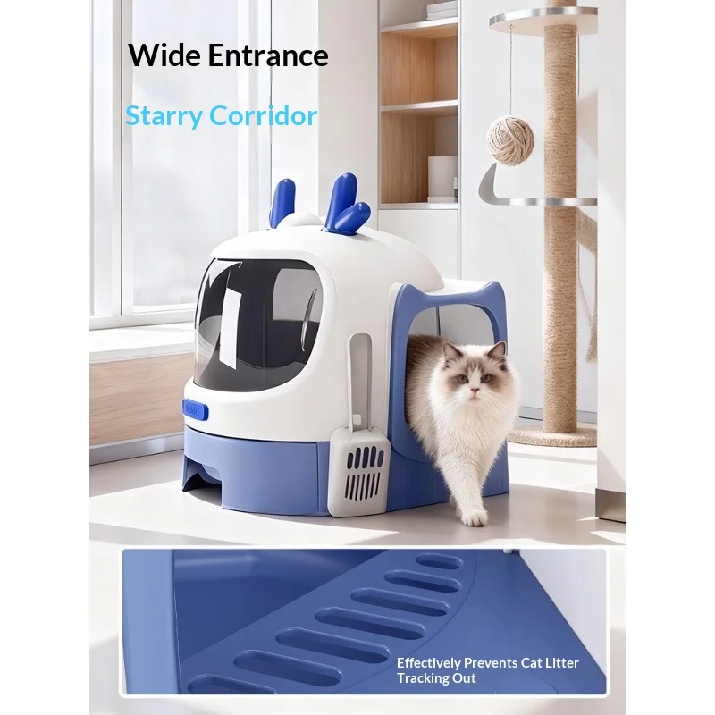 

New Extra Large Semi-Enclosed Cat Litter Box, Anti-Splash Kitty Toilet for Maine Coon, Giant Jumbo Size Odor Control Pet Potty