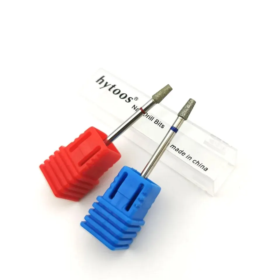 HYTOOS 테이퍼 네일 드릴 비트 다이아몬드 큐티클 클린 버 러시아 밀스 전기 매니큐어 드릴 손톱 액세서리