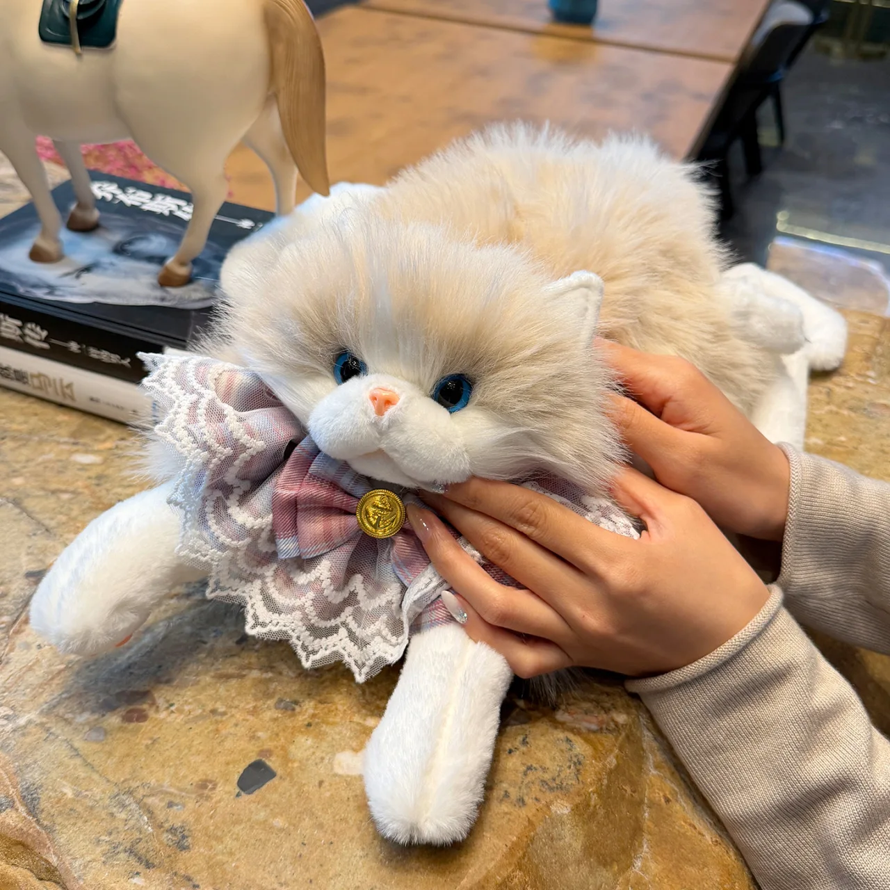 Cute Cat Shaped Backpacks Harajuku Ragdoll Shoulder Bags for Women Fluffy Plush Doll Backpacks for Girls Funny Purses Women Bag view 4