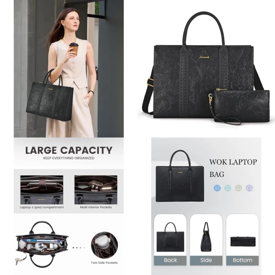 

Laptop Bag for Women, Vtage Leather Work Bags, Professional Computer Bag Laptop Tote Bag Fit Laptop, Busess Handbag Office Brie