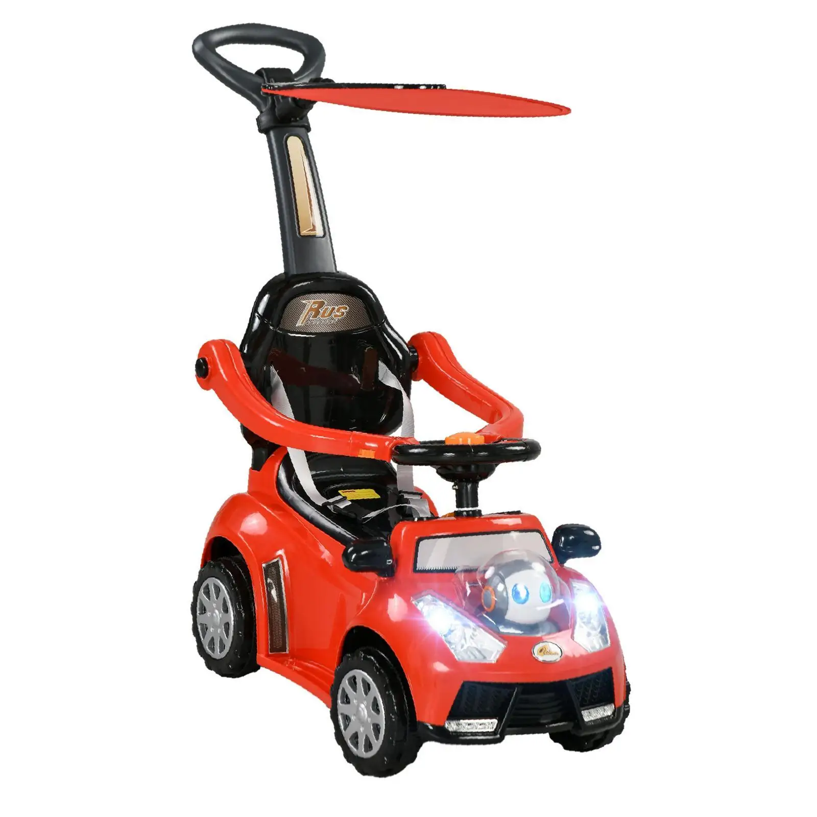 

Детская машинка-каталка 3-в-1 с защитным ограждением, музыкой, гудком и навесом, для малышей, для путешествий и игр на улице