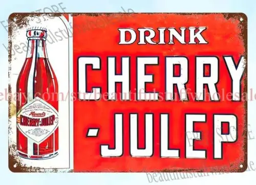 bathroom wall hangings Cherry-Julep drink metal tin sign