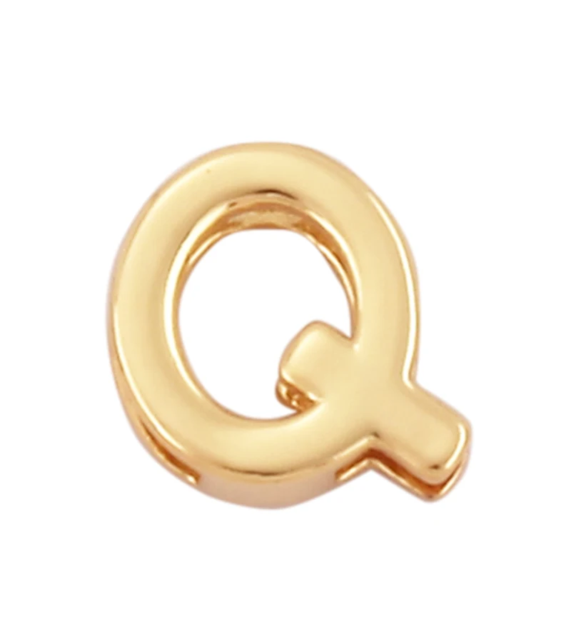 Mini Initial Letter Slider Beads, Name Pendant With Gold Plated Colour , Not Easy to Tarnish, Fashion Jewelry Findings , 1pc L01