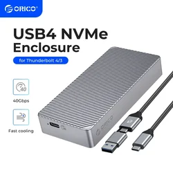 Корпус твердотельного накопителя ORICO 40 Гбит/с M.2 NVMe USB4 PCIe3.0x4 USB C Алюминиевый внешний адаптер, совместимый с Thunderbolt 3 4, без инструментов