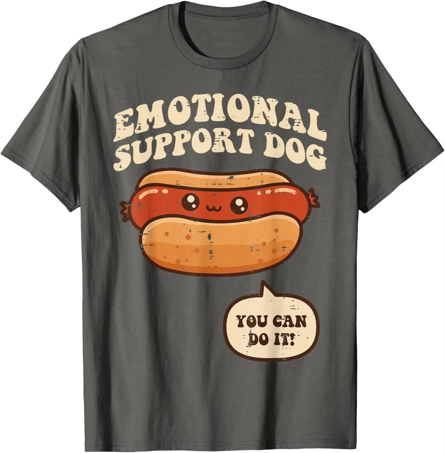 2026 Emotional Support Hotdog Funny Cartoon Graphic Tee Casual Short Sleeve T-Shirt for Men Women