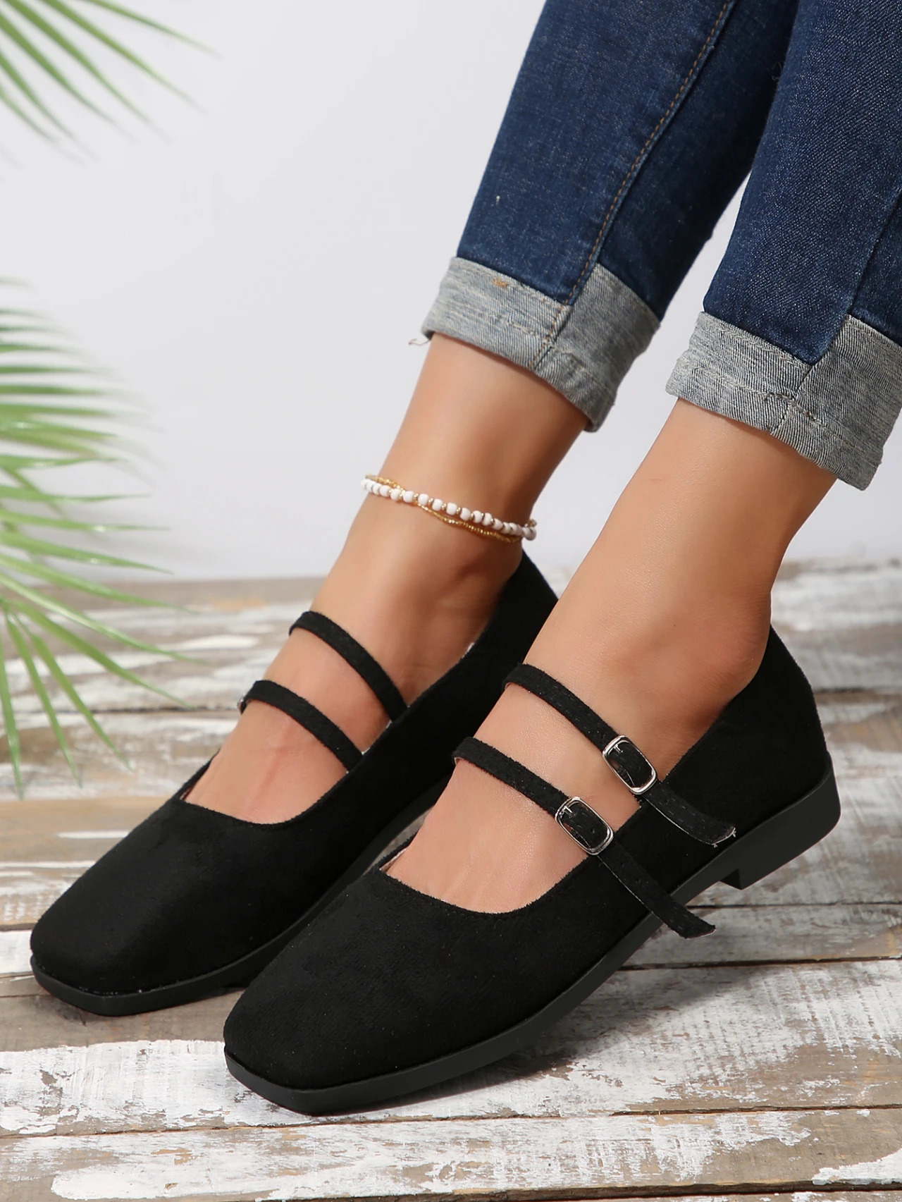 Square Toe Women Mary Jane Shoes Fashion Shallow Ladies Casual Soft Sole Flats 2024 Spring Women's Comfort Ballerinas Shoes