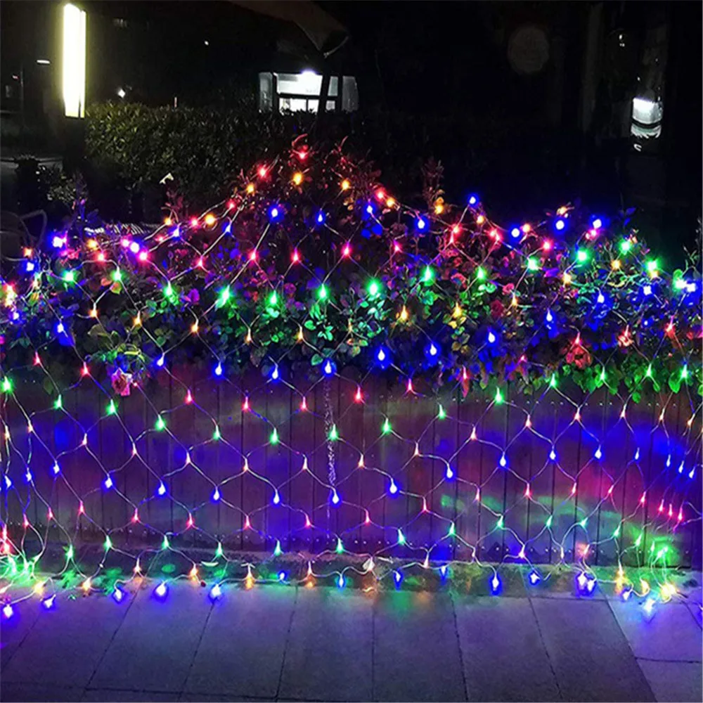 Solar LED Net Light String Light Outdoor Multicolor/Warm/White/Blue Net String Light for Lawn Fence Christmas Tree Decor