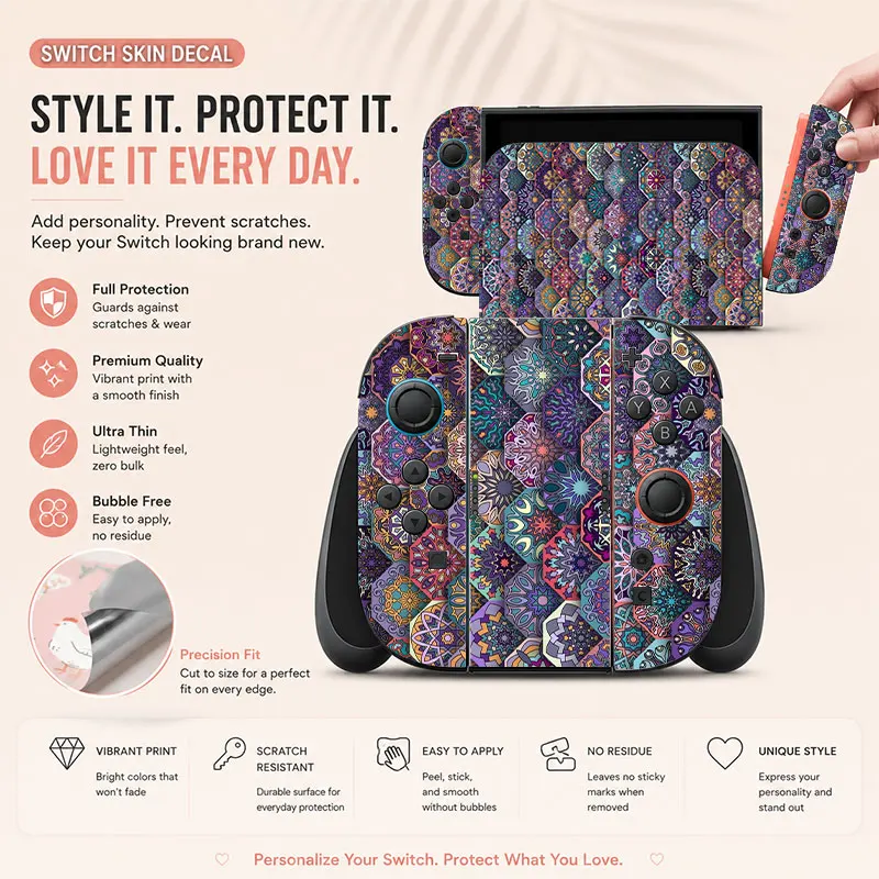 Creative pattern SWITCH game console protective film, with natural touch and comfortable feel, featuring personalized designs