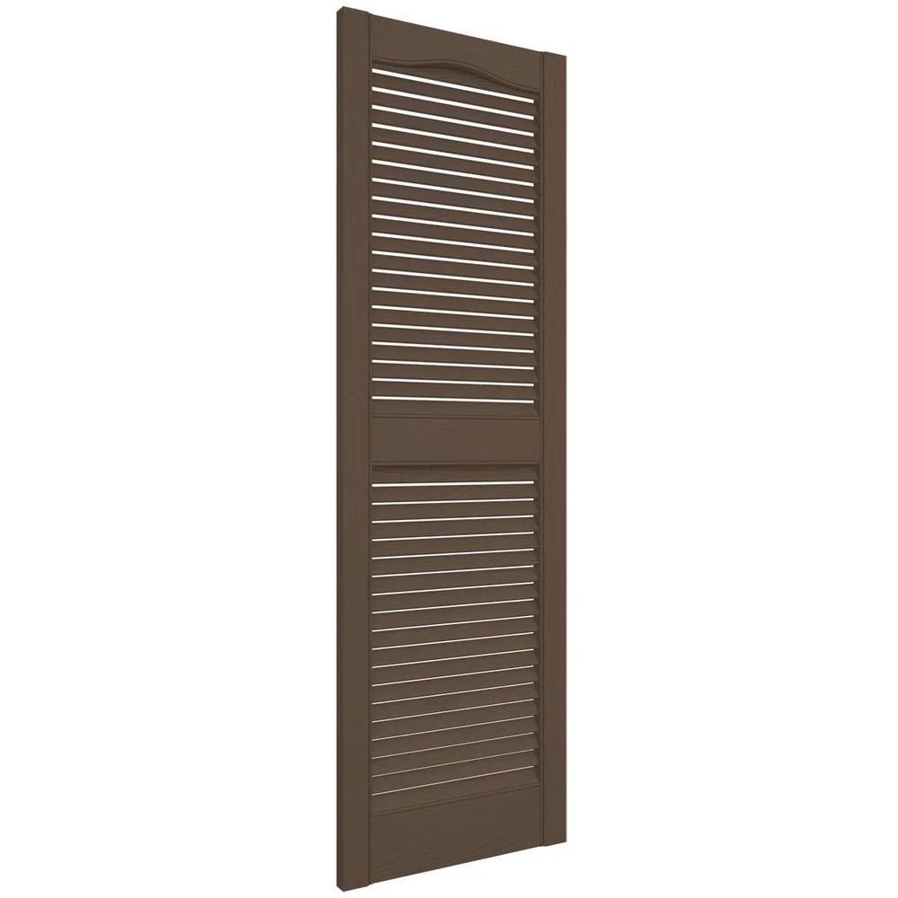Vinyl Open Louver Shutters Standard Cathedral Top Home Exterior Installation Hardware Included Durable Lightweight Weather