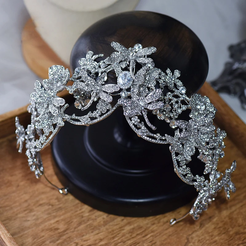 Cute CZ Zircon Crystals Wedding Tiaras Headpices Sparkling Bridal Headbands Brides Hair Accessories Evening Head Wear