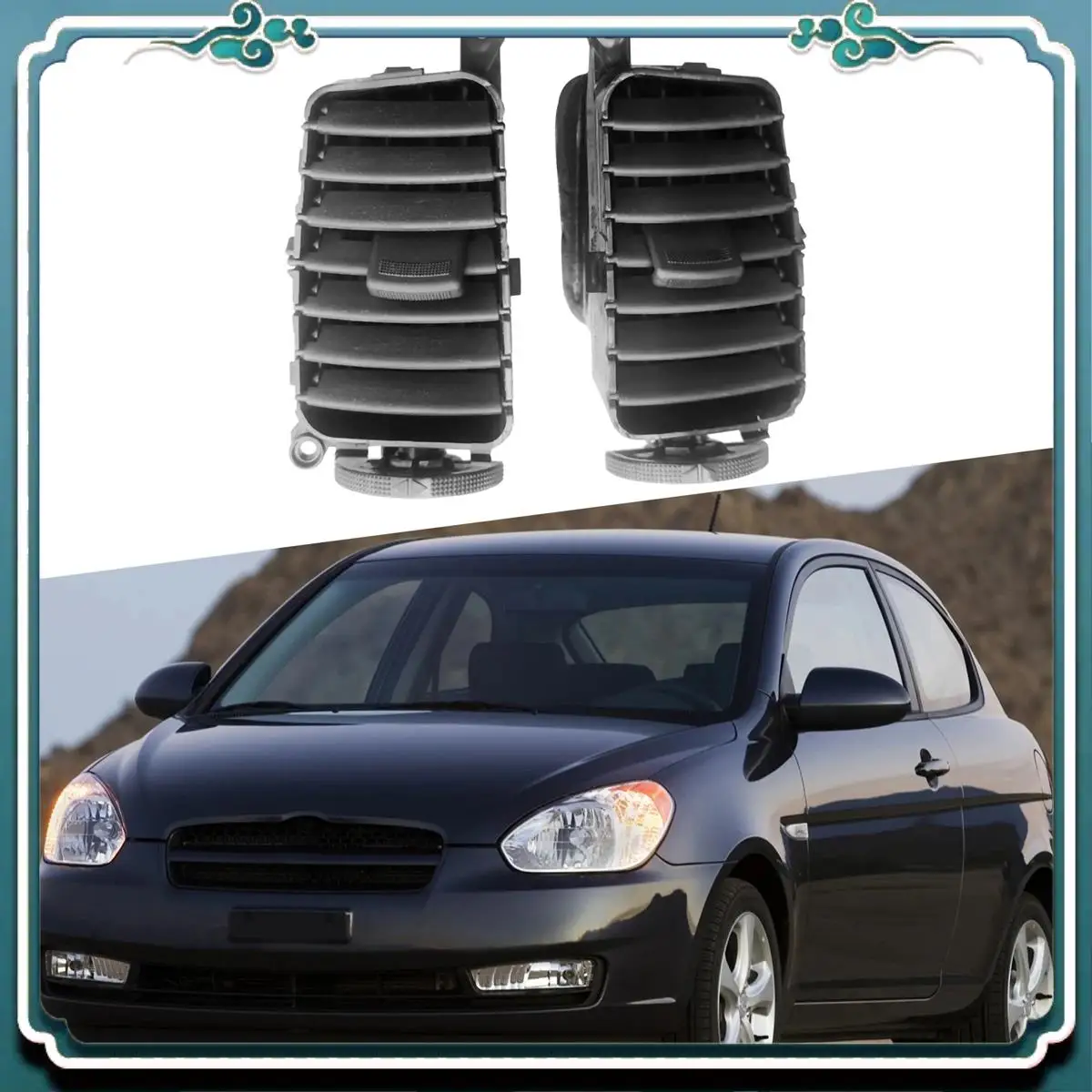 

ABTU-2Pcs Front Central Dashboard Air Vent Outlet Grill Panel For Hyundai Accent Hatchback 2006 - 2011 974101E000 974201E000