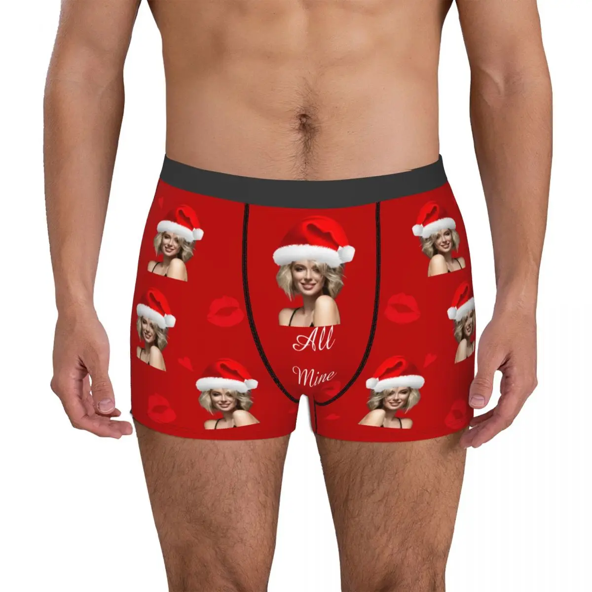 رجل هدية الكريسماس الملاكم مخصص شخصية الوجه صور الملاكم ملخصات السراويل سراويل داخلية الفكاهة السراويل الطويلة