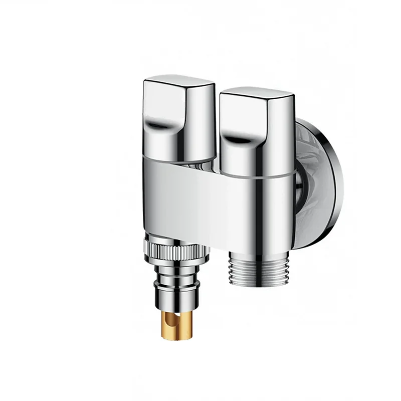 Stainless Steel Dual-Control Angle Valve, Anti-Backflow, Threaded for Bathroom and Washing Machine - Metal Construction