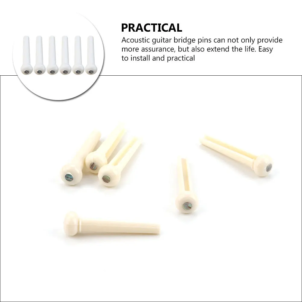 

6 Pcs Guitar Bridge Pins White Plastic String Nails Acoustic Accessories Tuning Parts