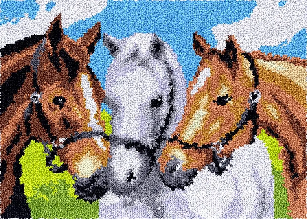 

Horse Latch hook rug kits adults Carpet to tie to do yourself Cross Diy Plastic Canvas embroidery with pattern making Tapestry