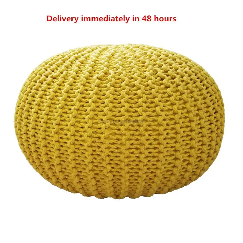 

Handmade Comfortable Ottoman & Footrest For Living Room Home Decorative Seating Bean Bag Modern Knitted Ottoman Round Floor Seat