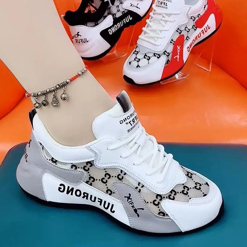 Zapatillas De deporte informales con estampado para Mujer, Zapatos deportivos De malla transpirable con cordones, De diseñador, a la moda, novedad