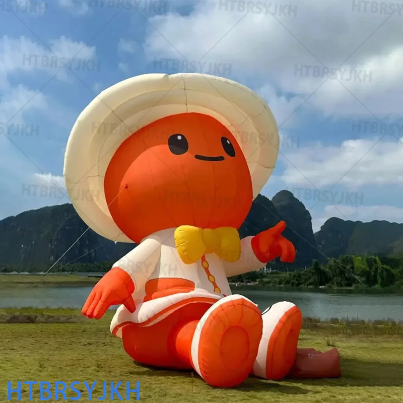 Inflatable cartoon large sitting straw hat doll air model shopping mall outdoor camping activities theme decorative props