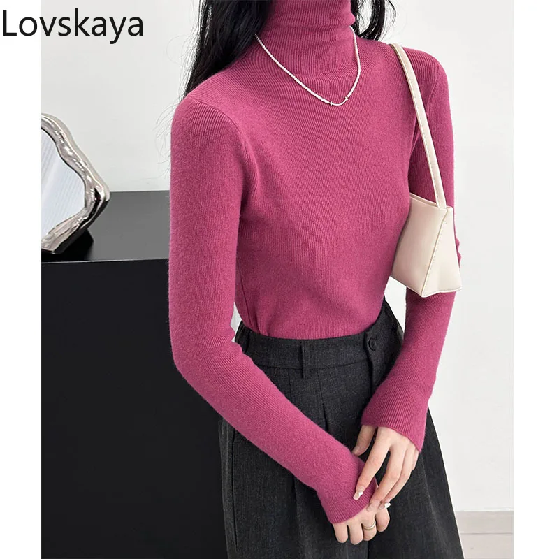 Autumn Korean style high neck solid color lining new base sweater knitted