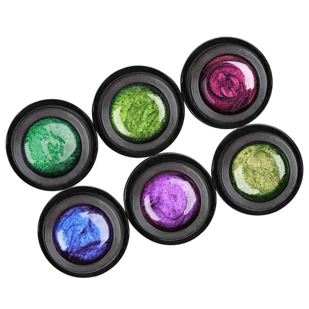 

6pcs Cat Eye Nail Gel 5D Soak Off Manicure Lacquer Glossy Uv Polish For Salon Home Travel Beginners Colorful Flash Powder Nail