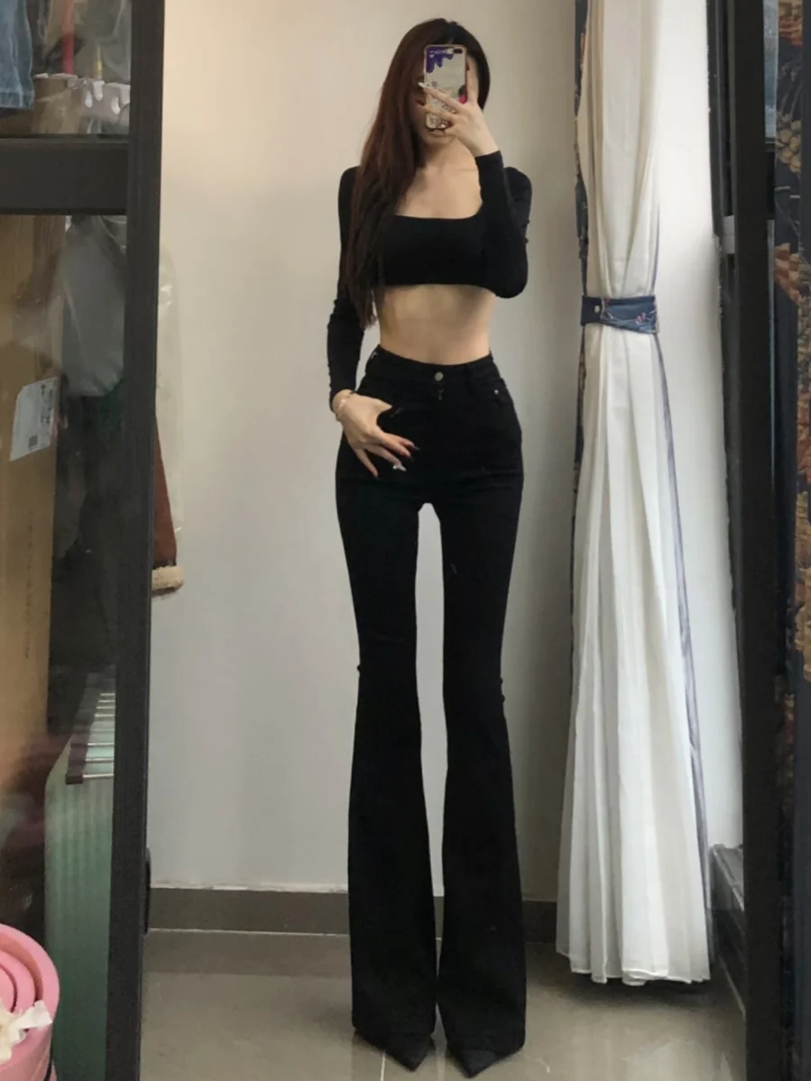 Hohe Taille, schlankmachende, lange Beinverlängerung, Bla-Jeanshose, 2024, neues Modell, Supermodel-Hose, Gesäßverhältnis, Jeans mit hoher Taille