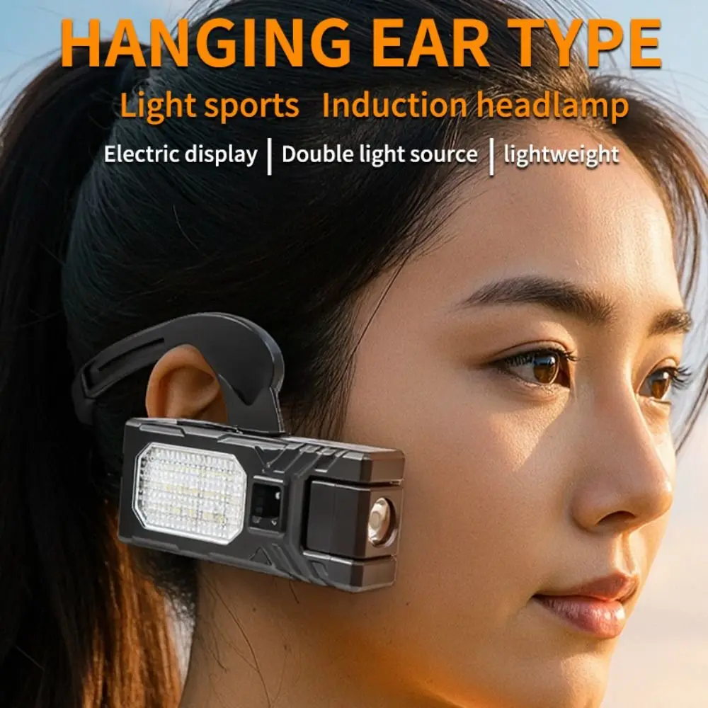 Ultra Light Ear Clip Headlamp Multifunctional Waterproof Motion Sensor Headlamp Hands-Free Motion Sensor Head Flashlight Camping