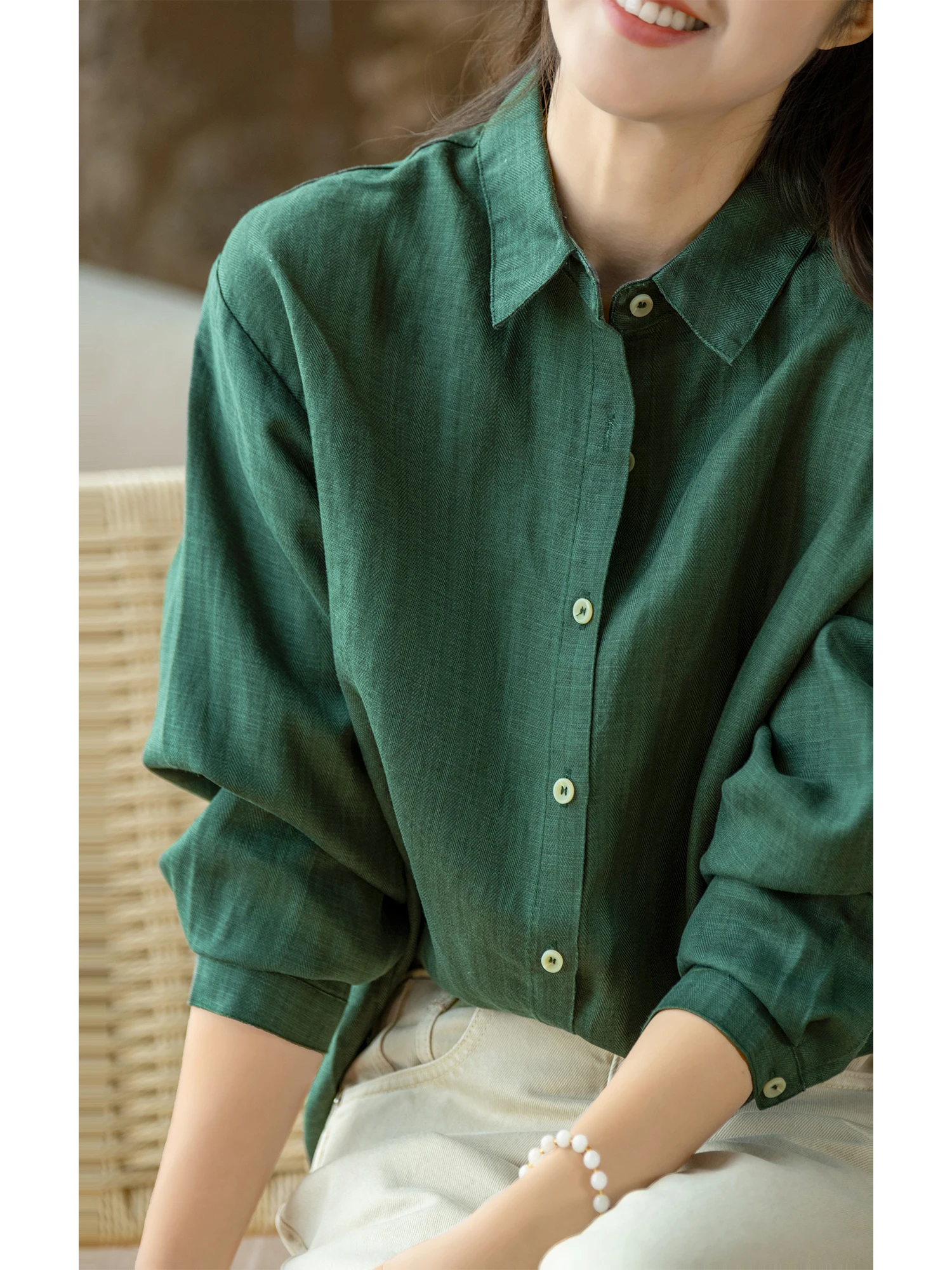 Casual Loose Fit Shirt Collar Design Lenzing Lyocell Blend Breathable Long Sleeve Women's Checkered Patterned Button-Up