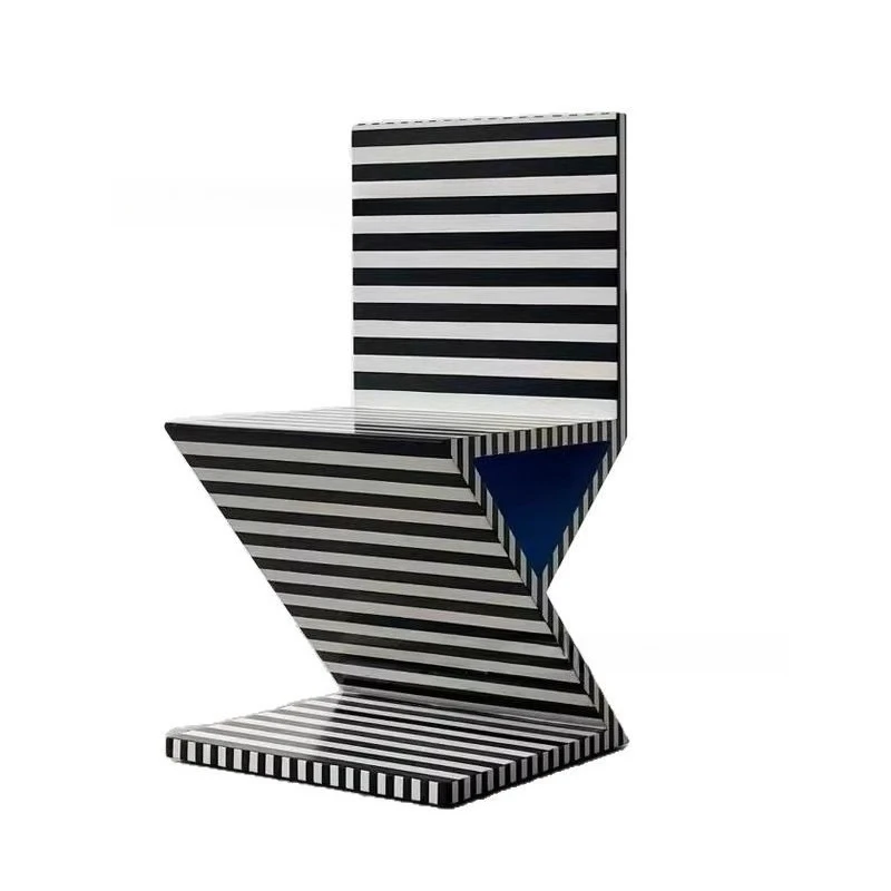 

ight luxury modern Internet celebrity designer creative personality black and white striped living room villa hotel leisure